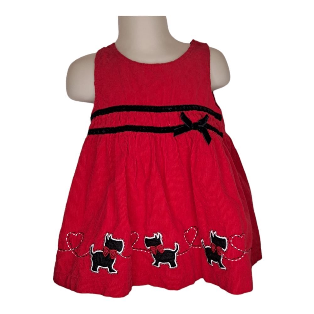 Sweet Heart Kids Dress #HR346310 Holiday Size Girls 12M Red Corduroy & Scotties